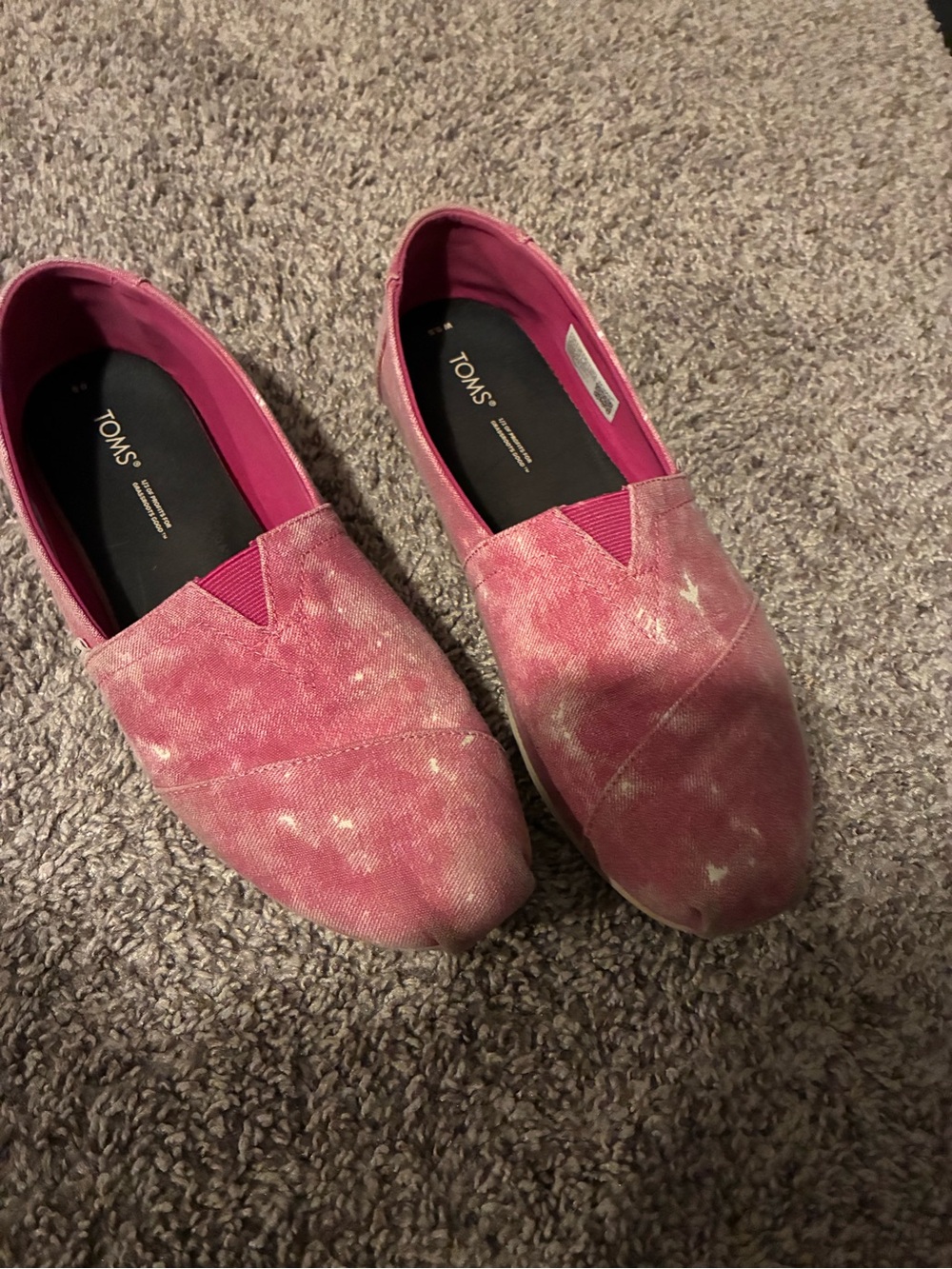 TOMS Pink Tie-Dye Canvas Slip-Ons